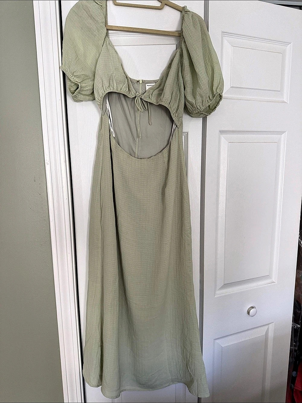 SABO Sage Green Puff Sleeve Maxi Dress Size Medium